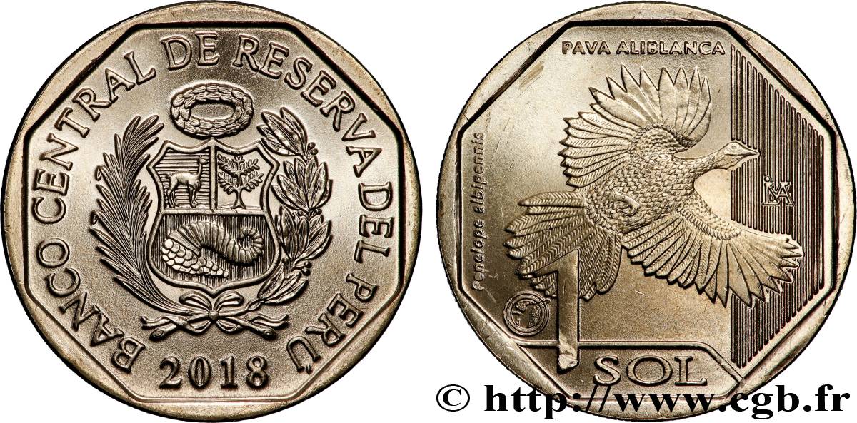 PERú 1 Sol Pénélope à ailes blanches 2018 Lima FDC 