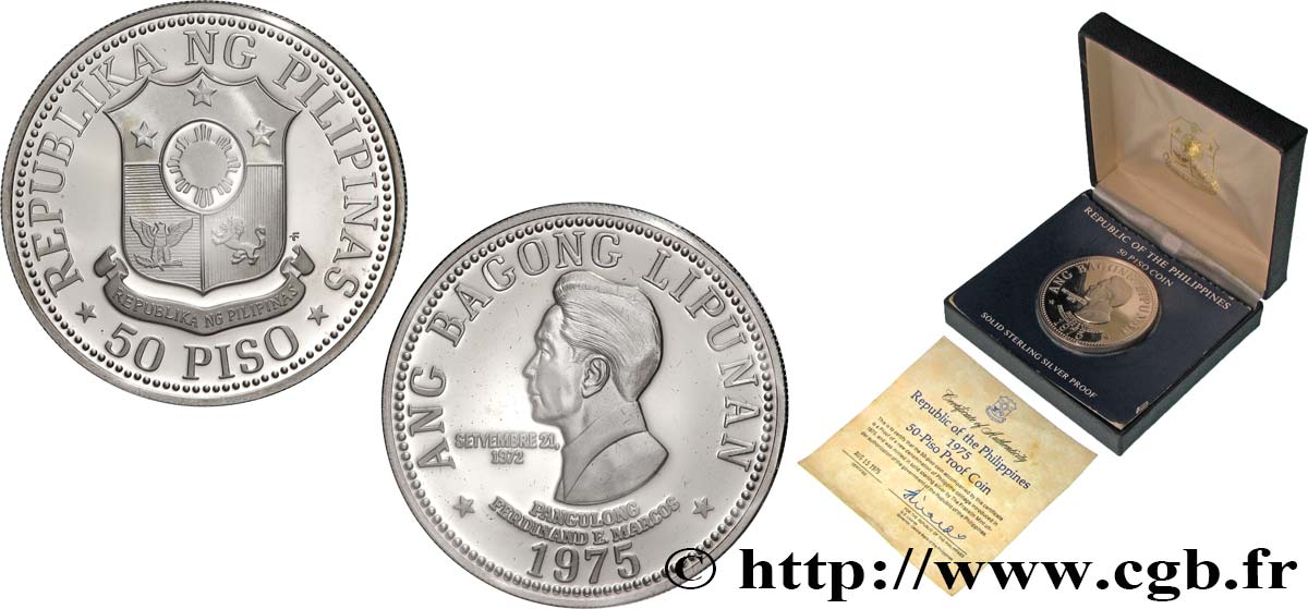 PHILIPPINES 50 Piso Proof Ferdinand Marcos 1975  FDC 