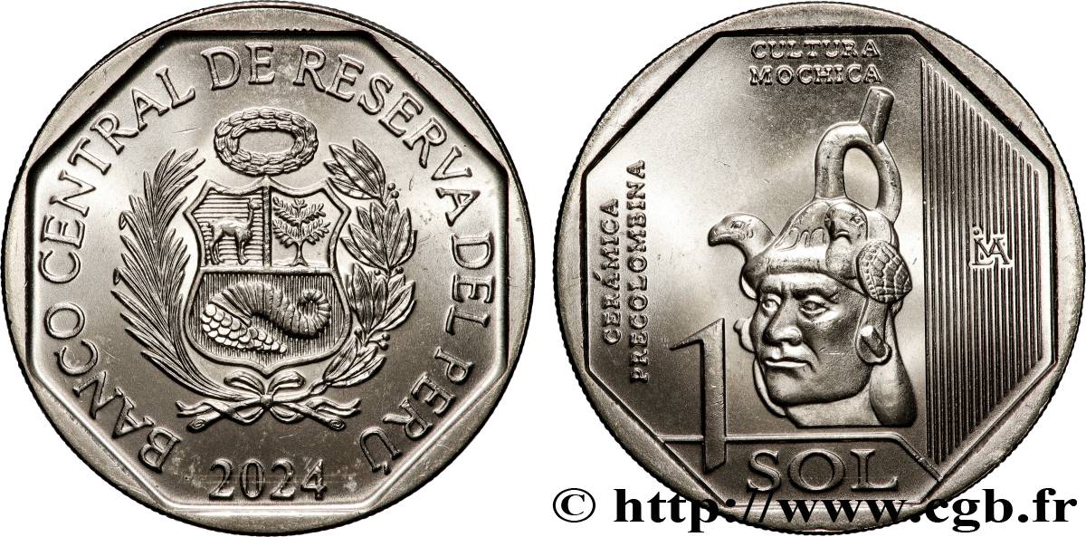 PERU 1 Sol Culture Mochica série Céramiques précolombiennes péruviennes 2024 Lima MS 