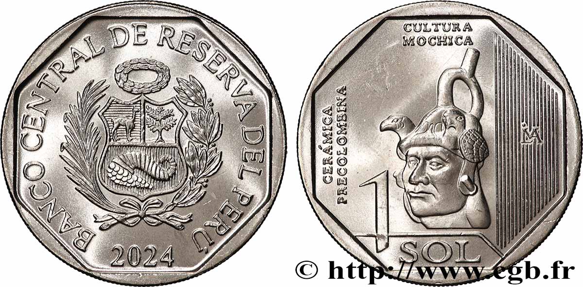 PERU 1 Sol Culture Mochica série Céramiques précolombiennes péruviennes 2024 Lima MS 