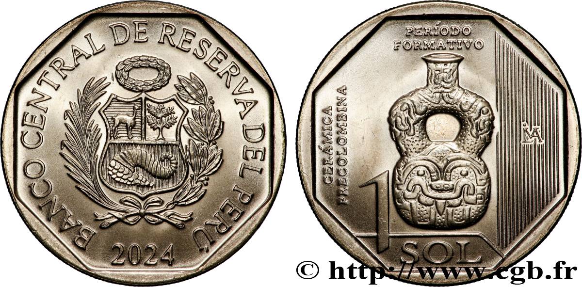PÉROU 1 Sol Période Formative série Céramiques précolombiennes péruviennes 2024 Lima FDC 