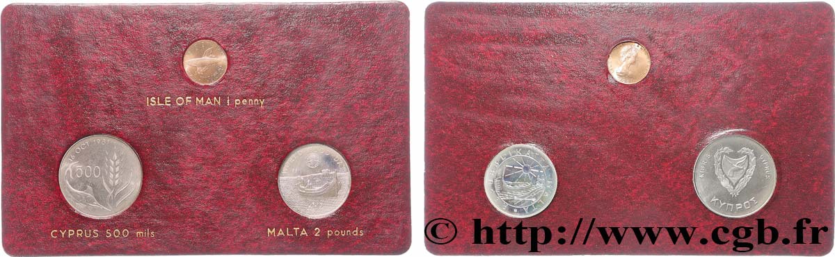 LOTS DE MONNAIES DU MONDE Lot  1/2 Penny (ile de Man), 500 Mils (Chypre) et 2 Pounds (Malte) Journée mondiale de l’alimentaiton 1981  SPL 