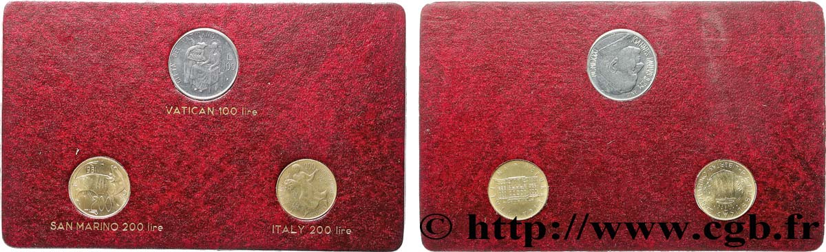 LOTS DE MONNAIES DU MONDE Lot 100 Lires (Vatican), 200 lires (Saint-Marin), 200 Lires (Italie) Journée mondiale de l’alimentation 1981  SPL 