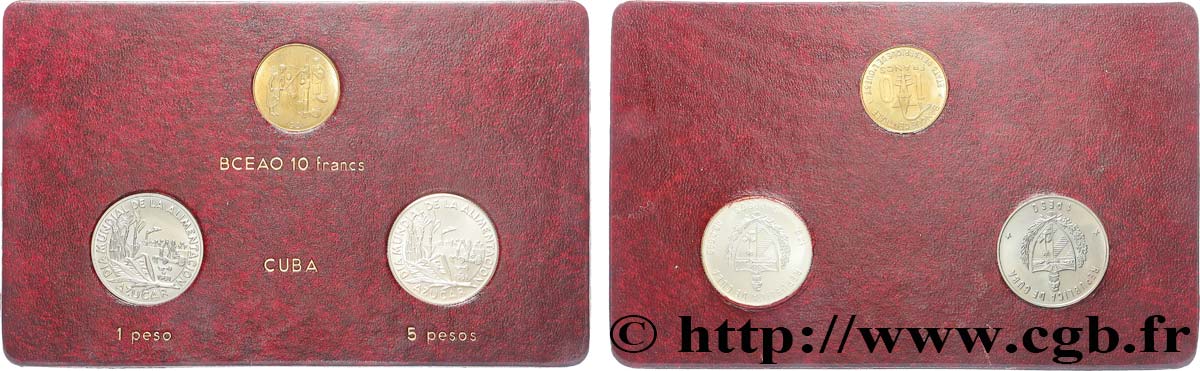 LOTS DE MONNAIES DU MONDE Lot 10 francs (BCEAO), 1 et 5 Pesos (Cuba)Journée Mondiale de l’alimentation 1981  SPL 