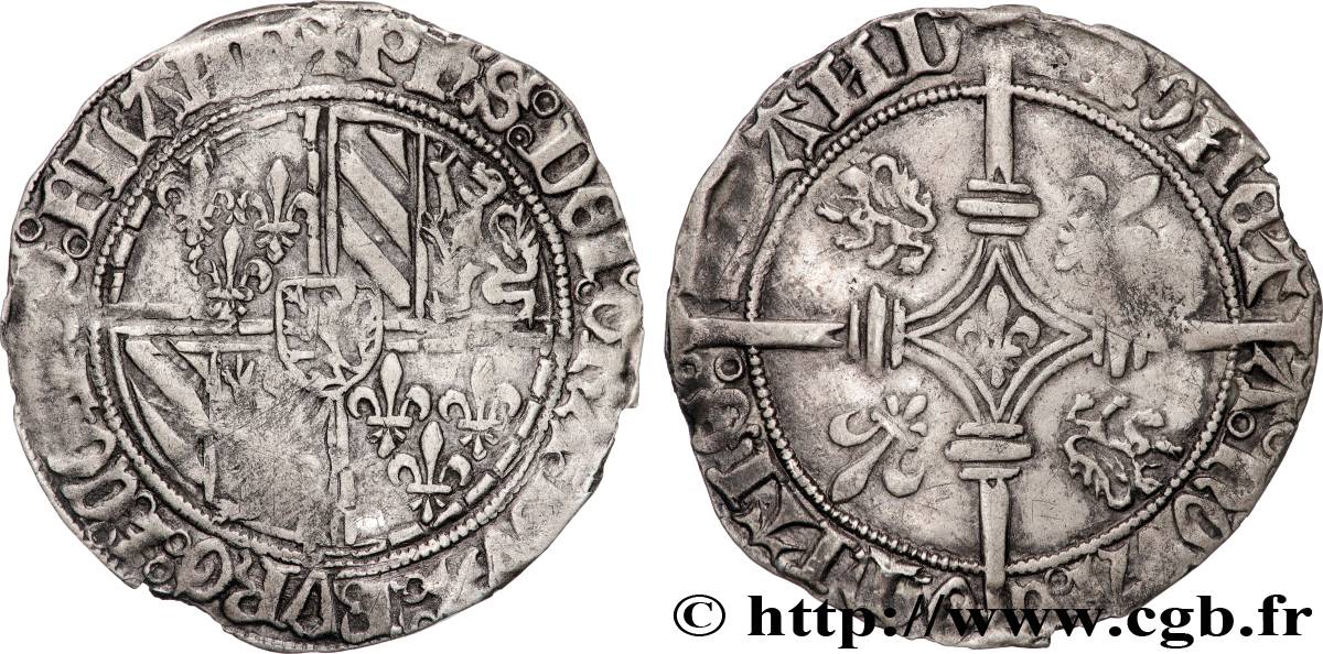FLANDRE - COMTÉ DE FLANDRE - PHILIPPE LE BON Double gros dit  Vierlander  n.d. Gand ou Bruges TTB 