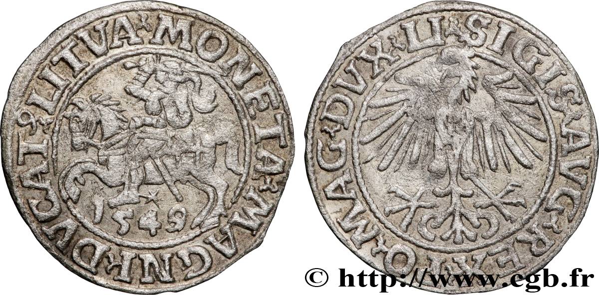 LIVONIE - GRAND DUCHÉ DE LITUANIE - SIGISMOND II VASA Demi-gros 1549  TTB+ 