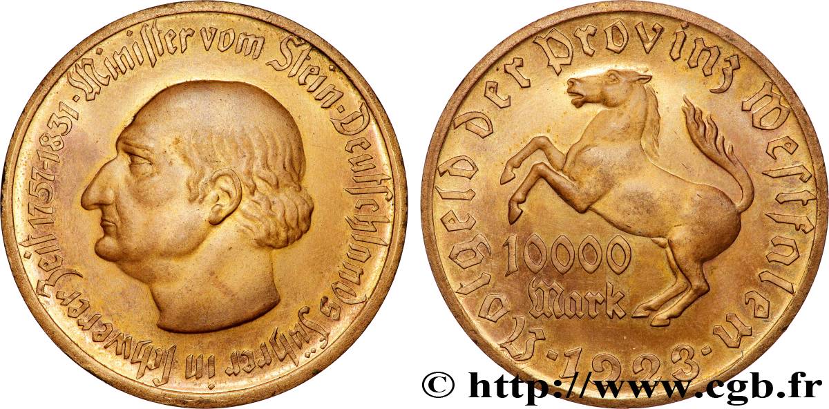 ALLEMAGNE 10000 Mark  Westphalie vom Stein 1923  SUP 