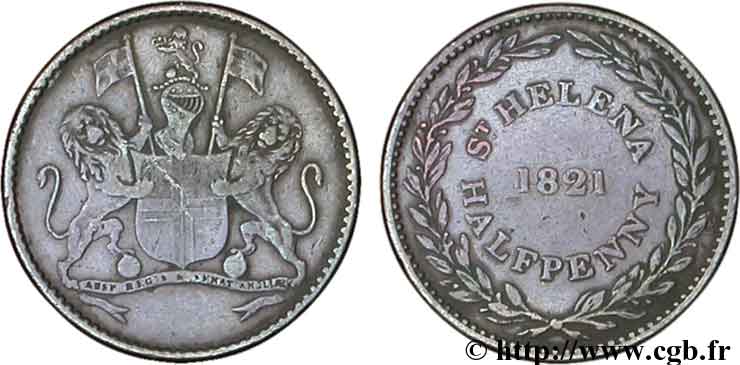 SANT ELENA 1/2 Penny British East India Company 1821  q.BB 