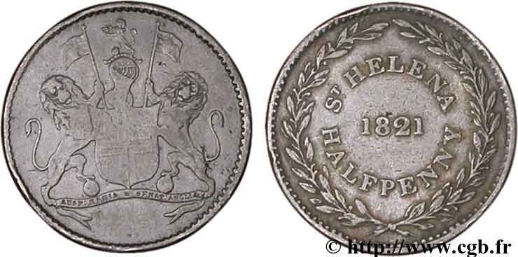 SANTA HELENA 1/2 Penny British East India Company 1821  BC 