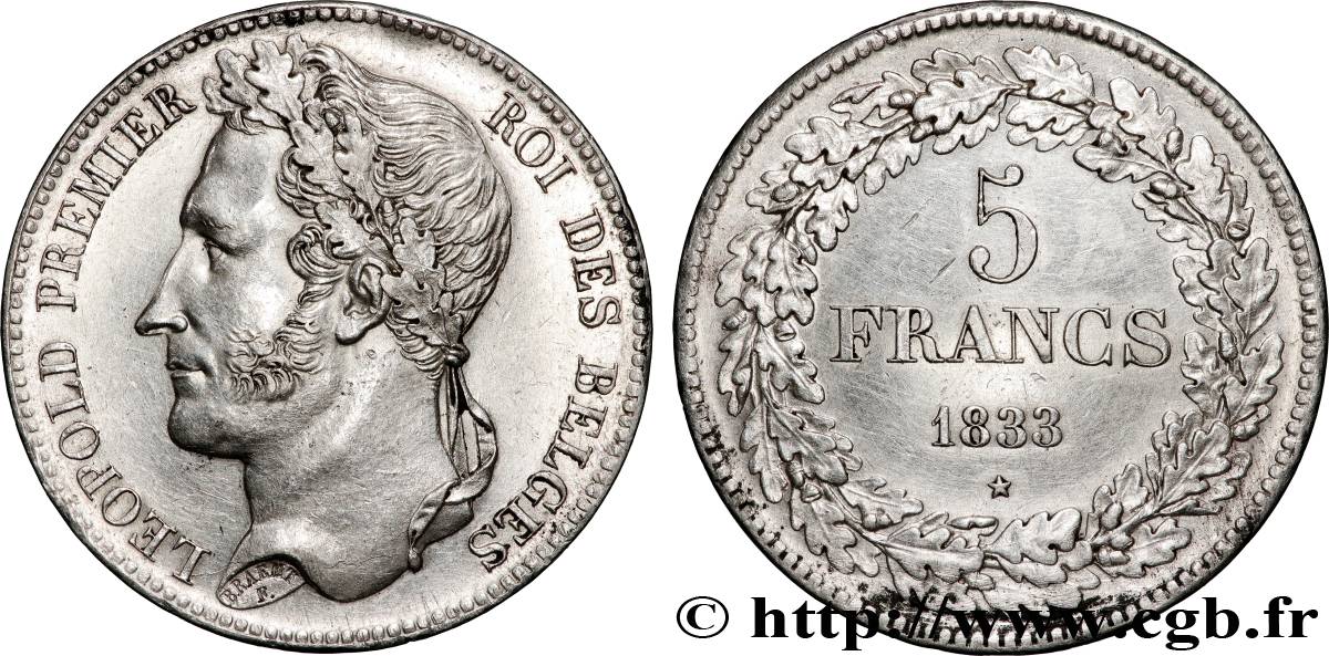 BELGIQUE - ROYAUME DE BELGIQUE - LÉOPOLD Ier 5 Francs  1833  AU 