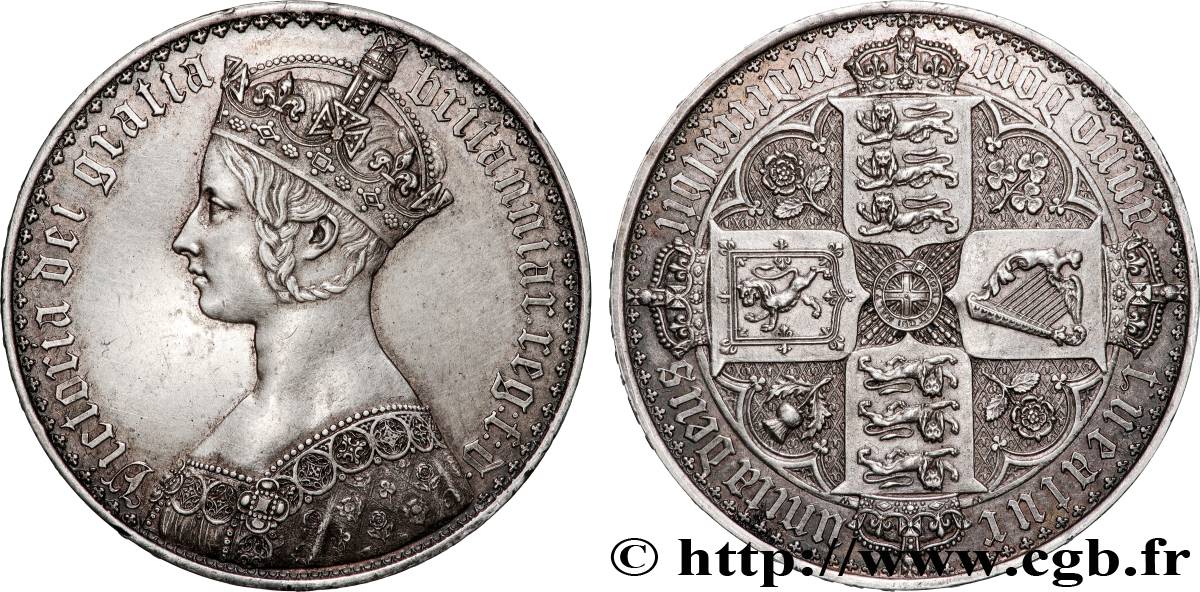 GRAN BRETAÑA - VICTORIA Crown, style gothique 1847  EBC+ 