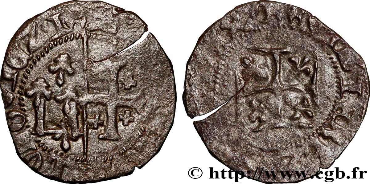 ITALIE - ROYAUME DE NAPLES - JEANNE ET LOUIS DE TARENTE Denier n.d. Naples TTB 