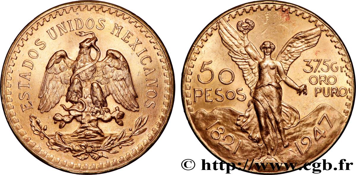 OR, PALLADIUM ET PLATINE INVESTISSEMENT 50 Pesos or 1947 Mexico SPL 