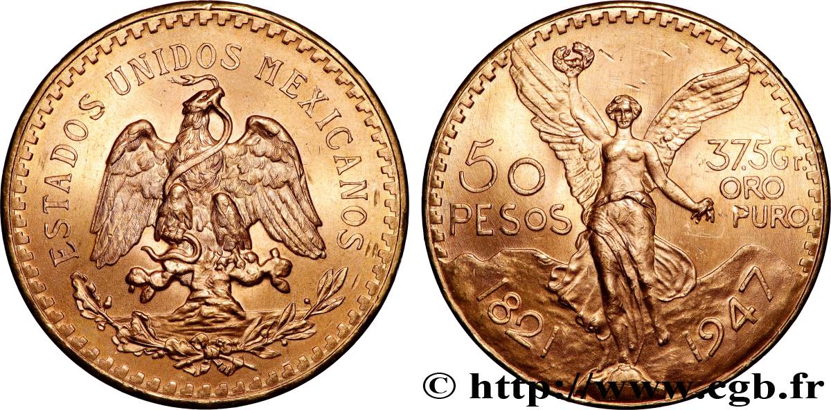 OR, PALLADIUM ET PLATINE INVESTISSEMENT 50 Pesos or 1947 Mexico SPL 
