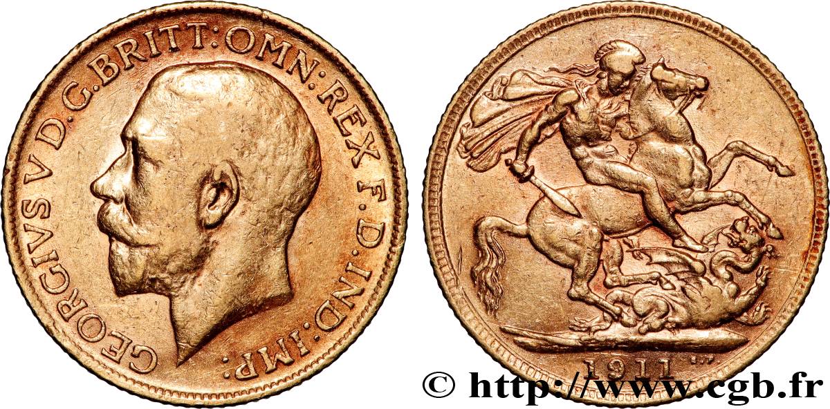 OR, PALLADIUM ET PLATINE INVESTISSEMENT 1 Souverain Georges V 1911 Londres TTB 