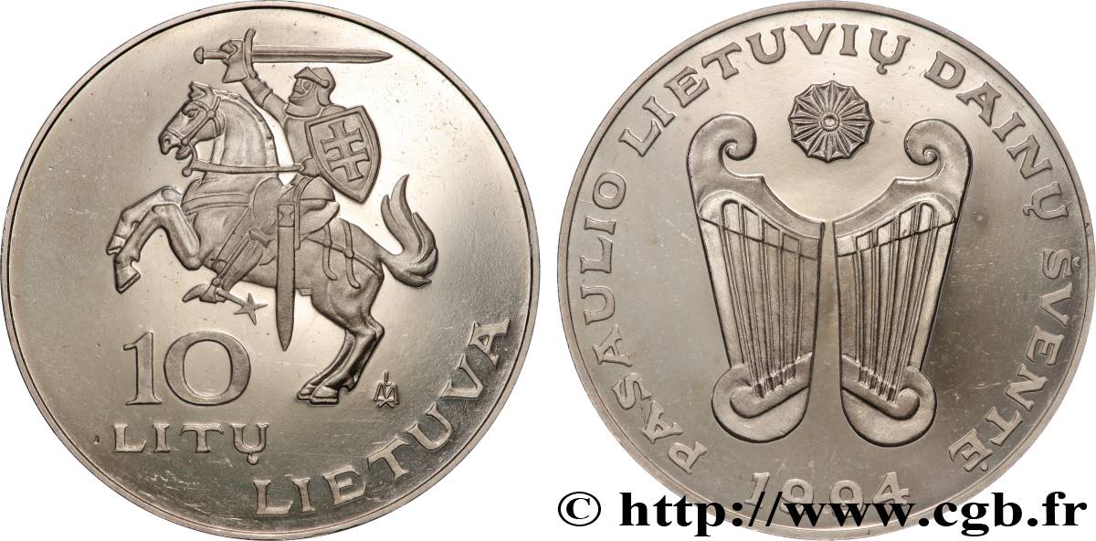 LITUANIE 10 Litu Proof Festival Mondial de la Chanson Lituanienne 1994 Vilnius SPL 