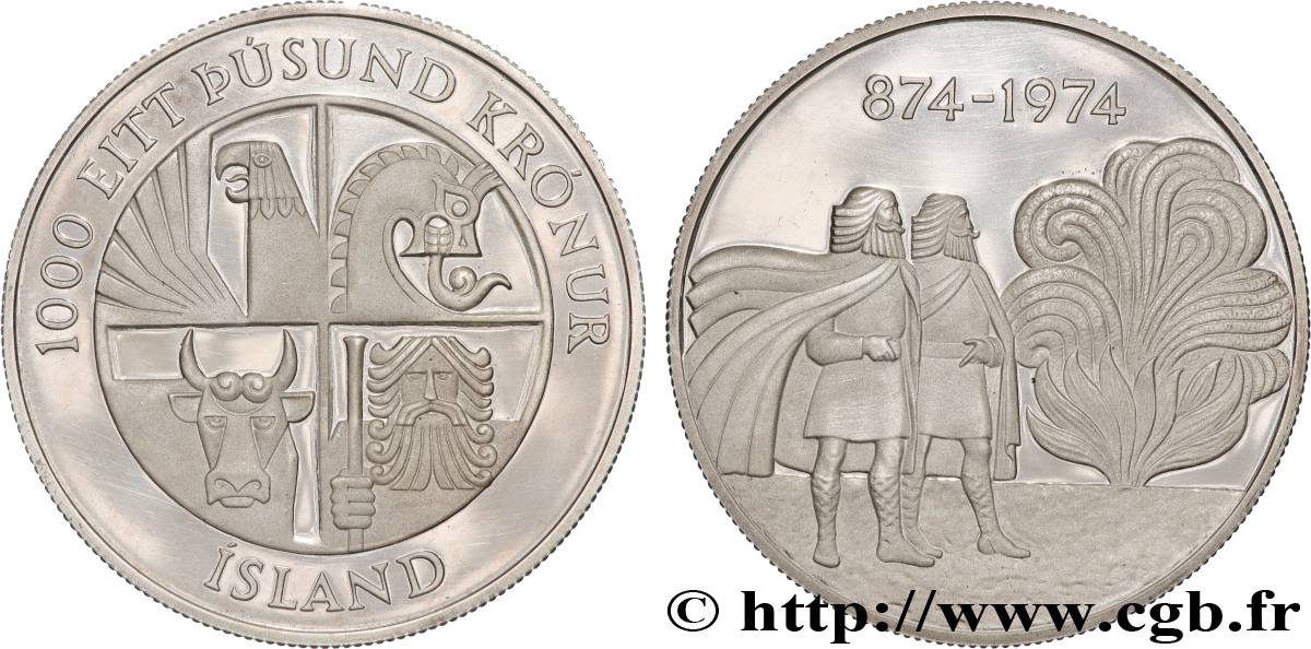 ISLANDE 1000 Kronur Proof 1974  SPL 