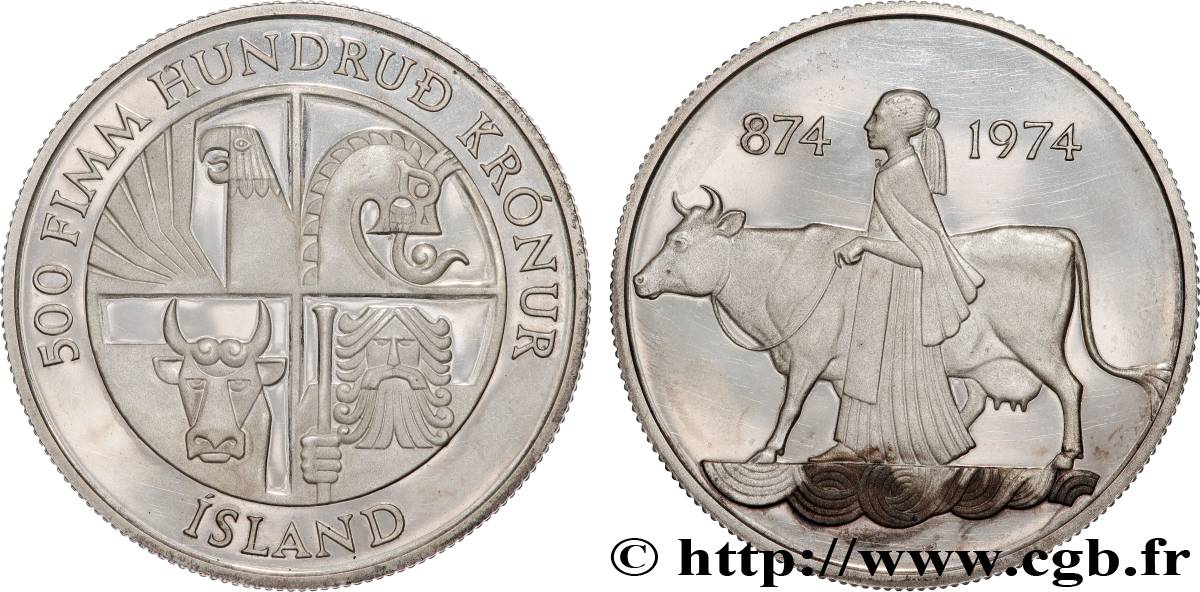 ISLANDE 500 Kronur Proof 1974  SPL 