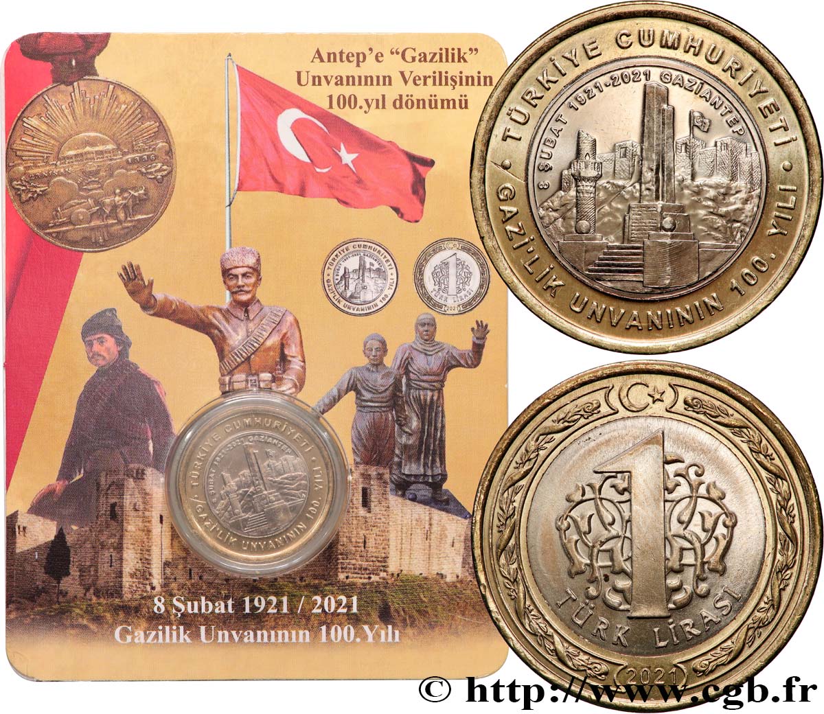 TURQUIE 1 Lira 100e anniversaire de Gaziantep 2021 Istanbul FDC 