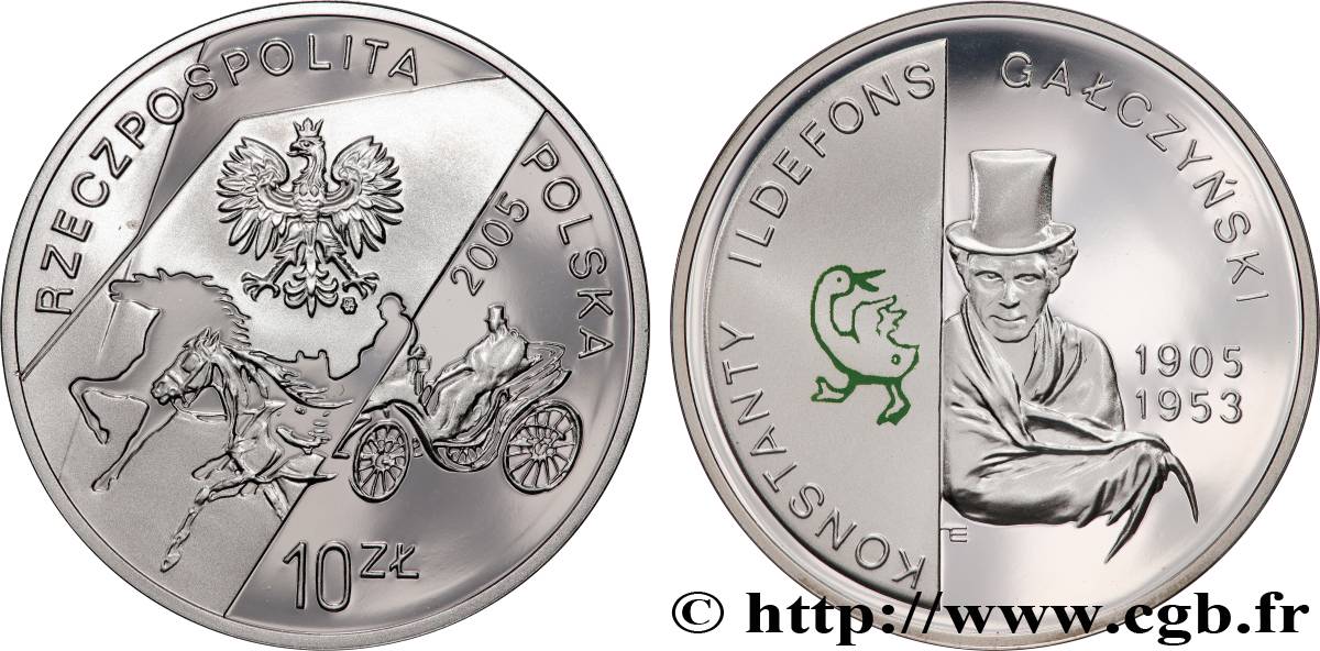 POLOGNE 10 Zlotych EKonstanty Ildefons Galczynski 2005  SPL 