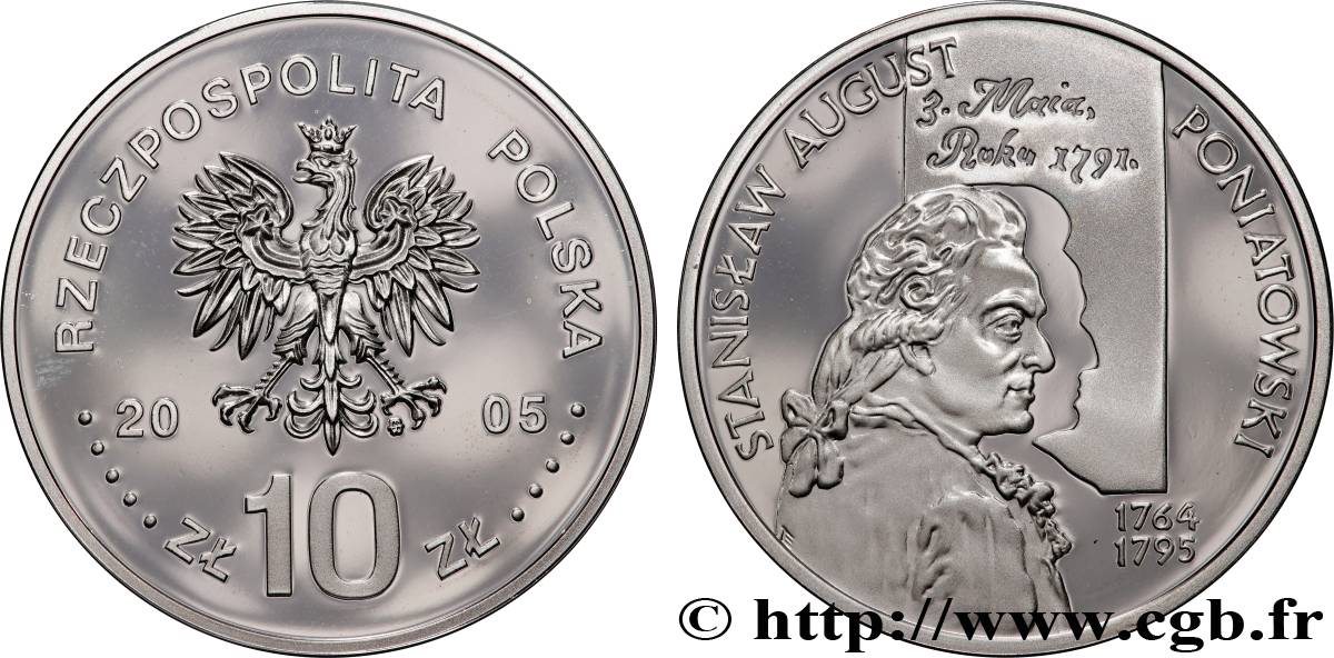 POLOGNE 10 Zlotych Stanislas Auguste Poniatowski 2005  SPL 