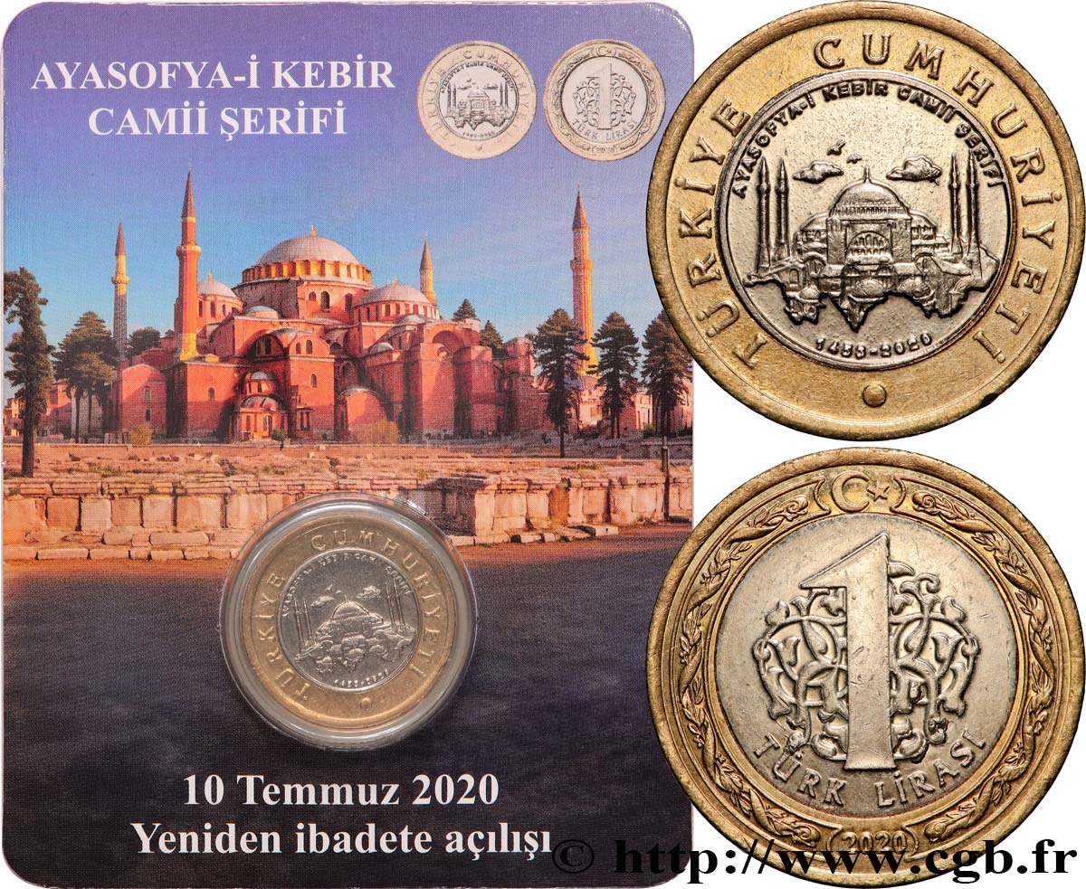 TURCHIA 1 Lira Grande mosquée Hagia Sophia 2020 Istanbul FDC 