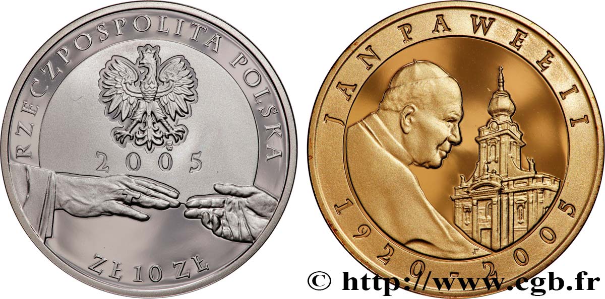 POLOGNE 10 Zlotych Jean-Paul II 2005  SPL 