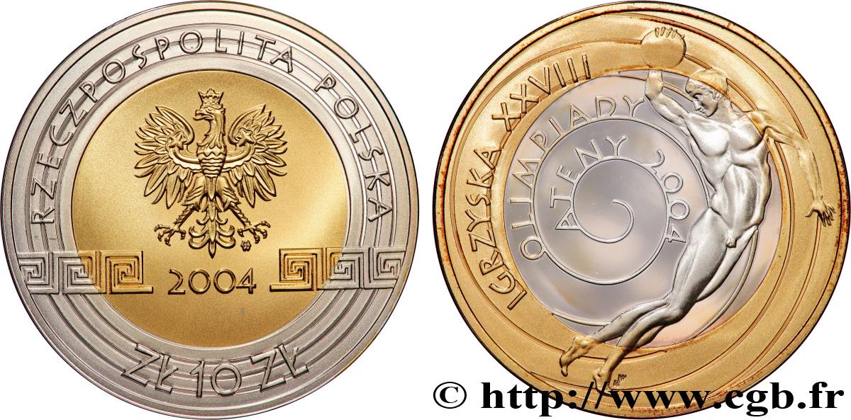 POLOGNE 10 Zlotych Athènes 2004 2004  SPL 