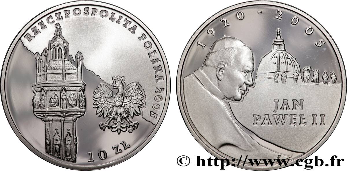 POLOGNE 10 Zlotych Jean-Paul II 2005  SPL 