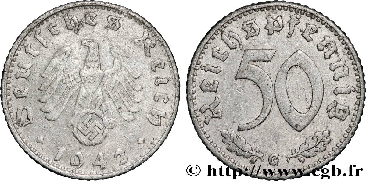 ALLEMAGNE 50 Reichspfennig 1942 Karlsruhe -  TTB 