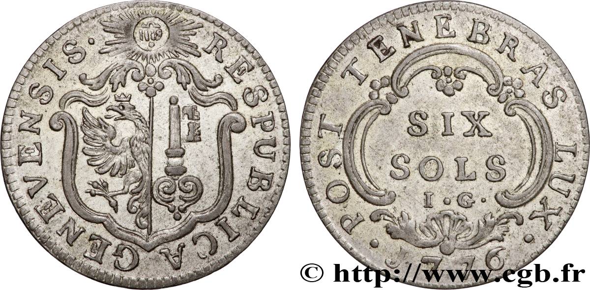 SWITZERLAND - REPUBLIC OF GENEVA 6 Sols 1776  AU 