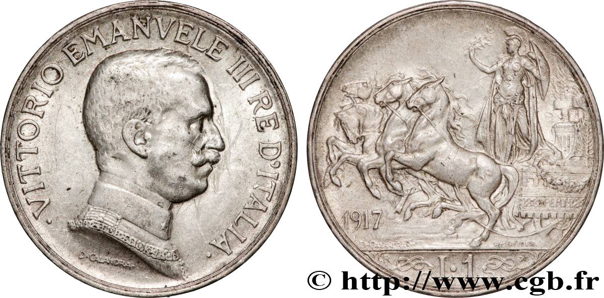 ITALY 1 Lire Victor Emmanuel III 1917 Rome  AU 