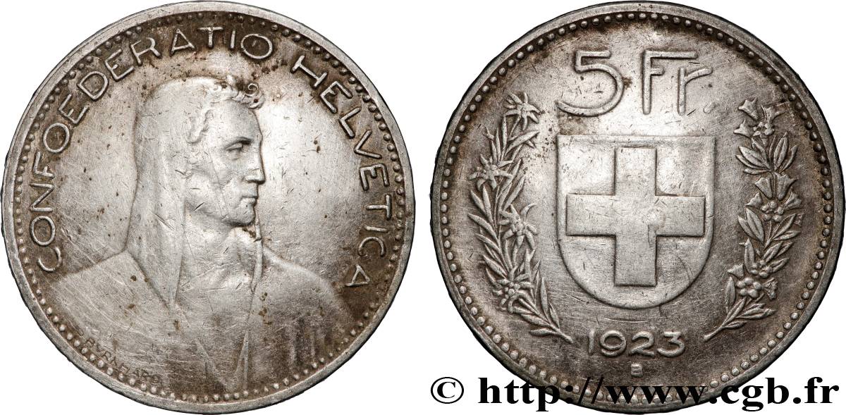 SWITZERLAND 5 Francs Berger 1923 Berne VF 