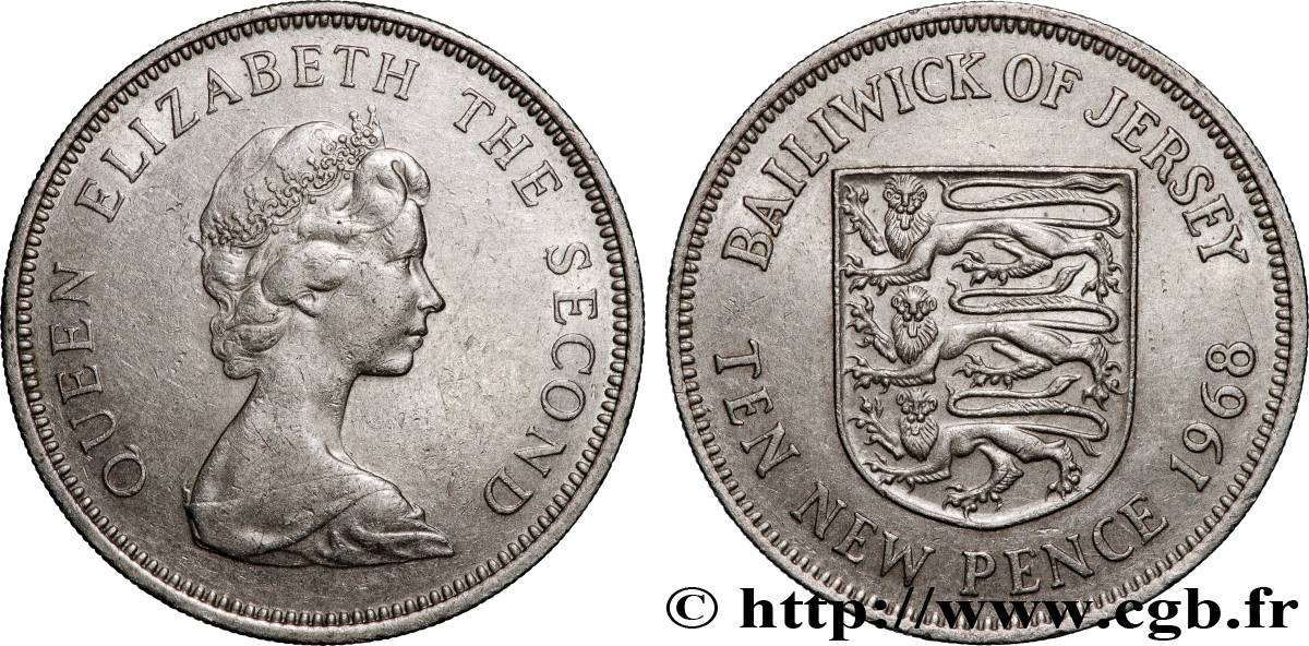 JERSEY 10 New Pence Elisabeth II 1968 Royal Mint AU 