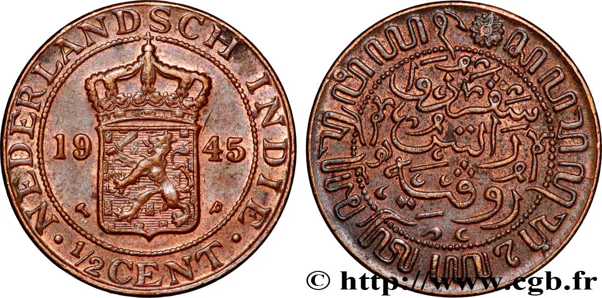 INDES NEERLANDAISES 1/2 Cent 1945 Philadelphie - P SUP 