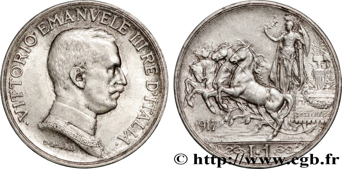 ITALY 1 Lire Victor Emmanuel III 1917 Rome  AU 