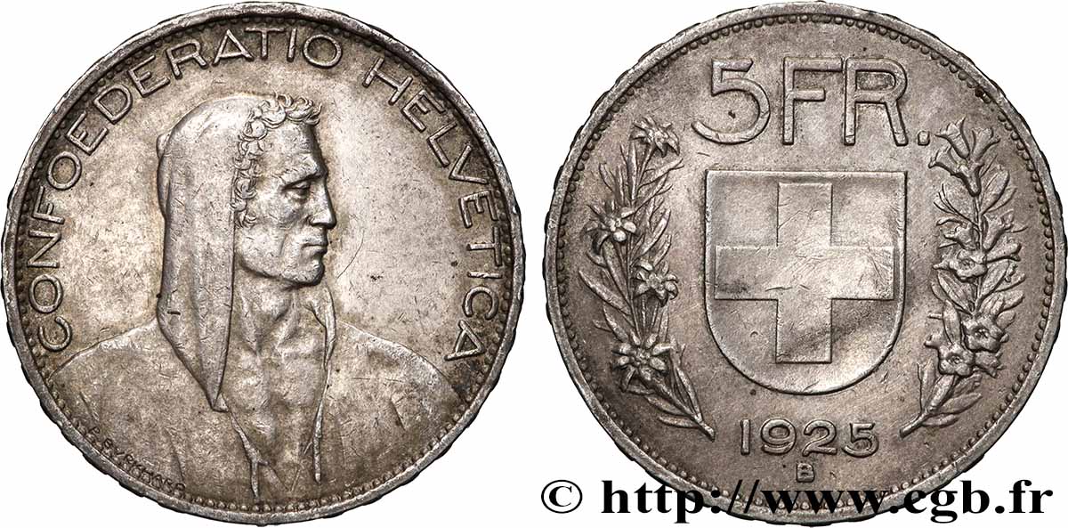 SWITZERLAND 5 Francs berger 1925 Berne AU 