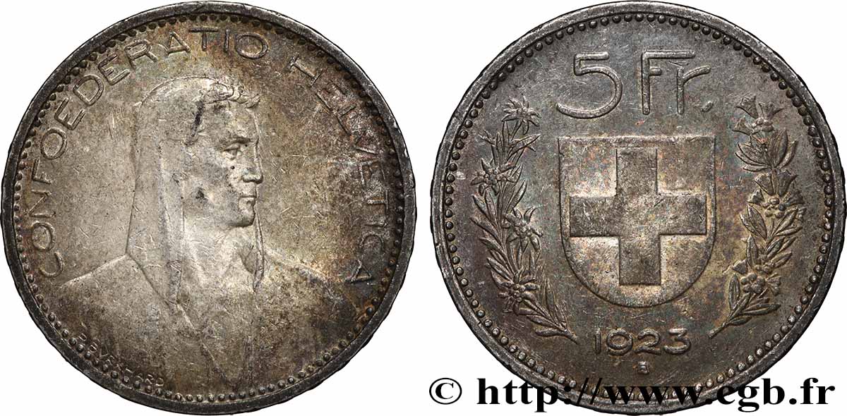 SWITZERLAND 5 Francs Berger 1923 Berne VF 