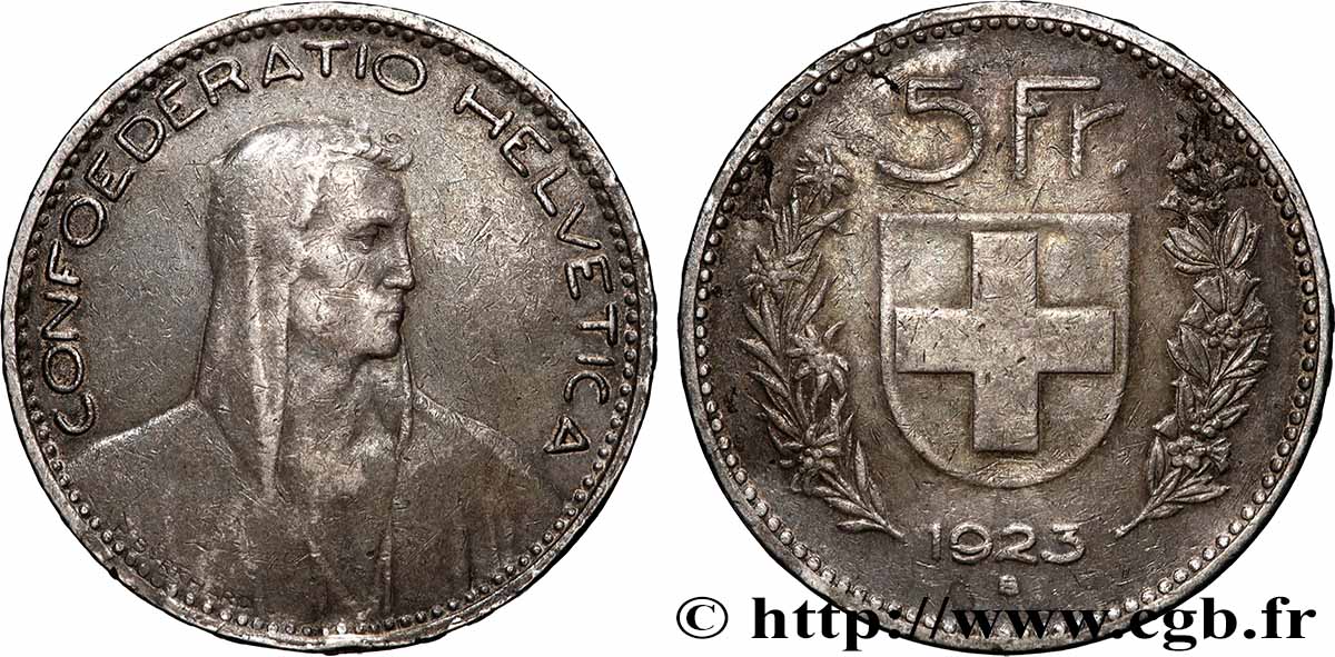 SWITZERLAND 5 Francs Berger 1923 Berne VF 