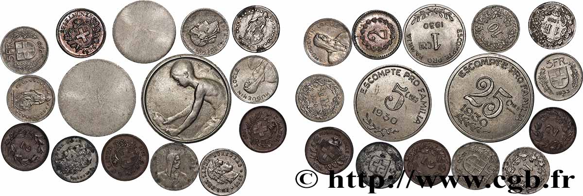 SWITZERLAND Lot de 15 jetons n.d.  lot 