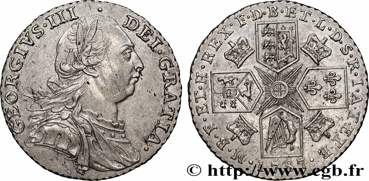 GRANDE-BRETAGNE - GEORGES III 1 Shilling  1787  TTB+ 