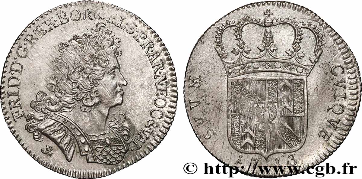 SWITZERLAND - CANTON OF NEUCHATEL 1/4 Thaler Frédéric Ier de Prusse 1713  AU 