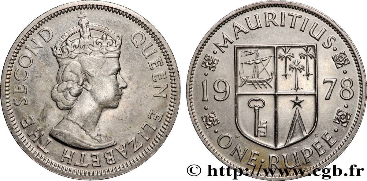 MAURITIUS 1 Rupee (Roupie) Elisabeth II 1978 Llantrisant XF 