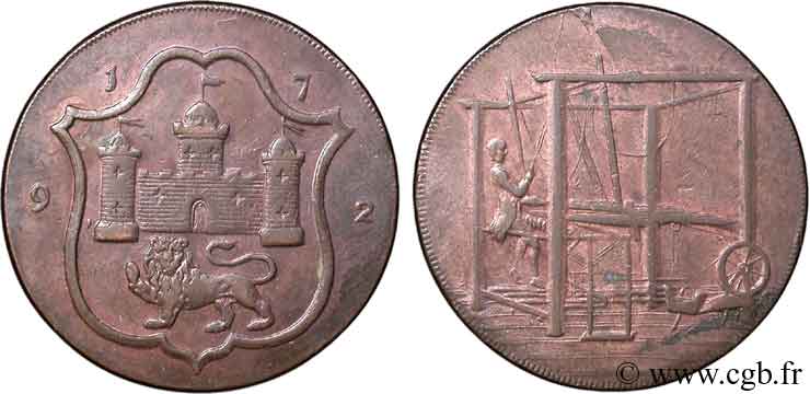BRITISH TOKENS OR JETTONS 1/2 Penny Norwich John Harvey 1792  AU 