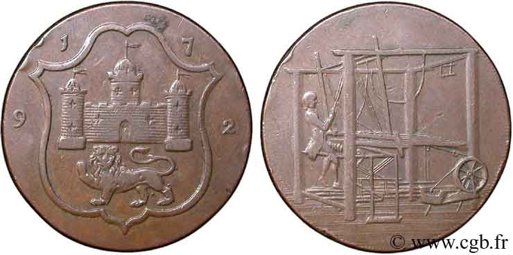 BRITISH TOKENS OR JETTONS 1/2 Penny Norwich John Harvey 1792  VF 