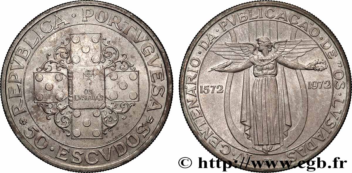 PORTUGAL 50 Escudos 400e anniversaire de la publication des Lusiades, poême épique de Luís de Camões 1972  AU 