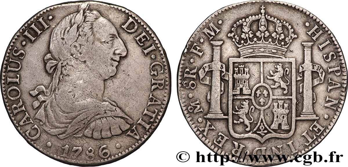 MESSICO - CARLO III 8 Reales  1786 Mexico q.BB/BB 