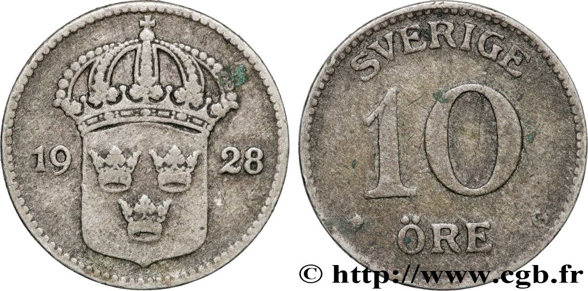 SWEDEN 10 Ore 1928  XF 