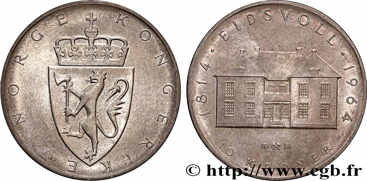 NORVEGIA 10 Kroner 150e anniversaire de la constitution 1964  q.SPL 