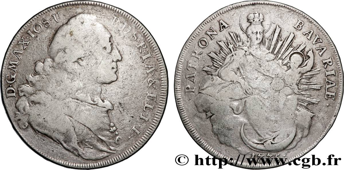 ALLEMAGNE - ÉLECTORAT DE BAVIÈRE - MAXIMILIEN III JOSEPH Thaler  1775 Munich TB 